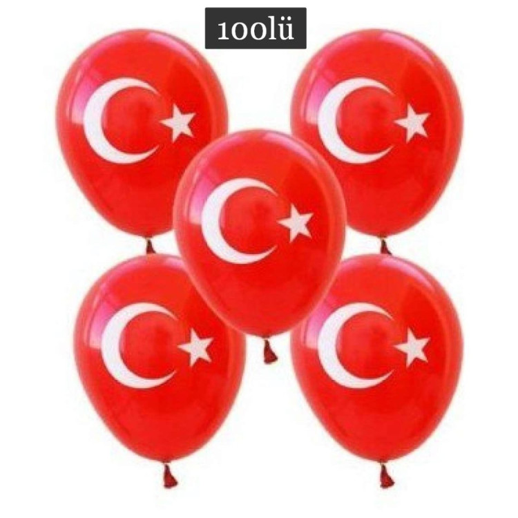 BALON BAYRAK AYYILDIZ KIRMIZI (POŞET100) 23nisan/29ekim