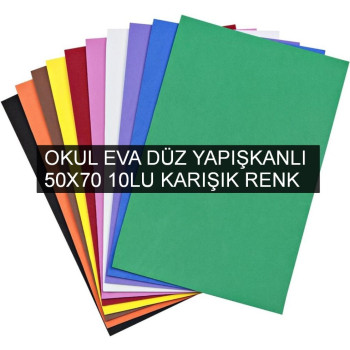 OKUL -C- EVA DÜZ YAPIŞKANLI 50X70 10LU KARIŞIK RENK