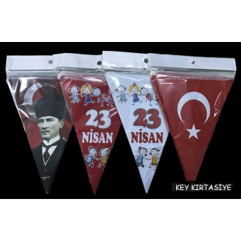 Üçgen Kağıt Flama 23 NİSAN - BAYRAK - ATA (100SET KARIŞIK) *23nisan