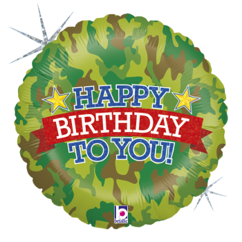 Folyo Balon Betallic 18" Camouflage Bırthday Folyo Balon Betallic 18" Camouflage Bırthday