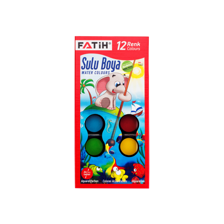 Fatih S-12 12 Renk Sulu Boya (KOLİ ALIM)) *k
