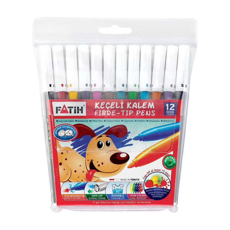 FATİH 34020 KEÇELİ KALEM 12 RENK (BOX12)
