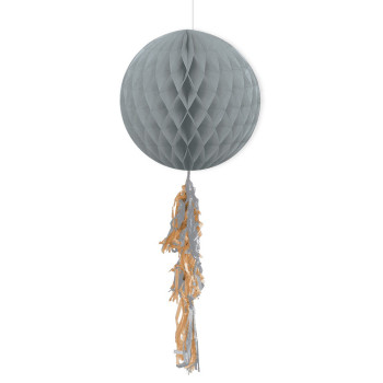 KF091 Gümüş Püsküllü Petekli Kağıt Süs 30cm KF091 Gümüş Püsküllü Petekli Kağıt Süs 30cm