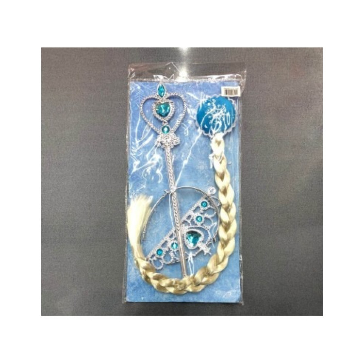 PVCDE FROZEN SAÇLI TAÇLI ASALI SET 4 PCS