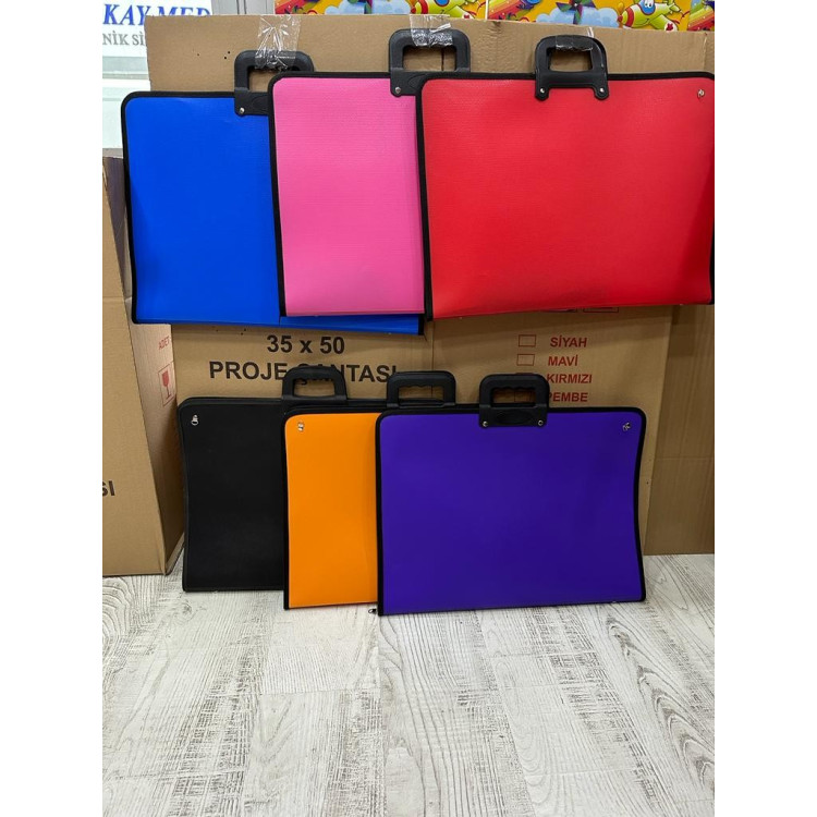 EXTRA RENKLİ PROJE RESİM ÇANTASI 35x50 KARIŞIK RENK DİKİŞLİ