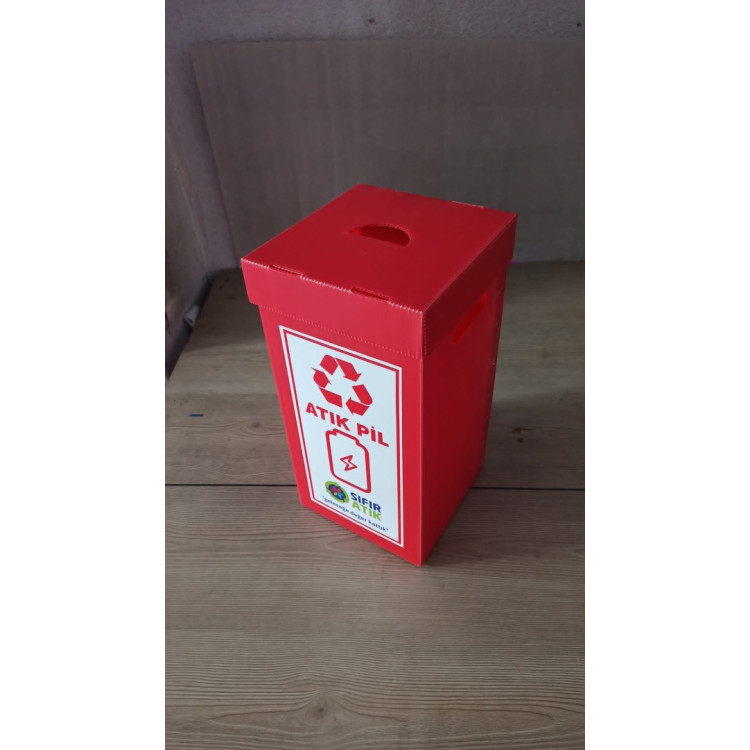 Pil Atık Kutusu Plastik 20x20x40cm Propobilen levha pp Pil Atık Kutusu Plastik 20x20x40cm Propobilen levha pp