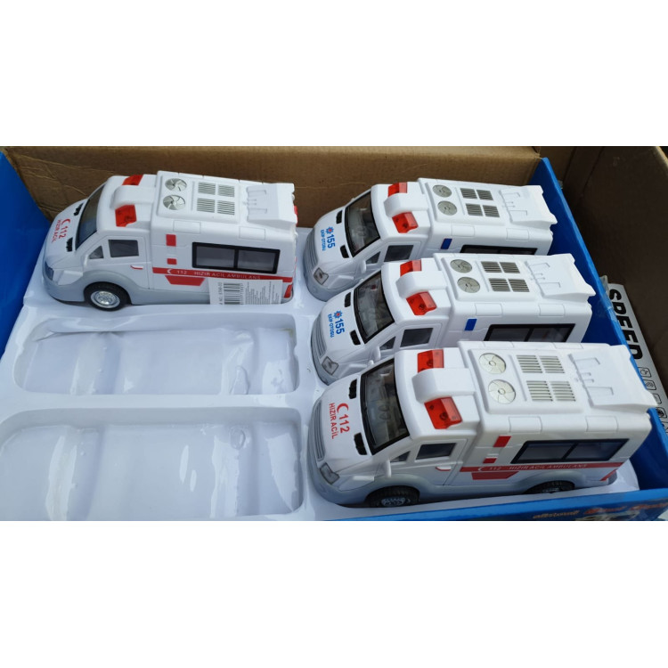 Polis + Ambulans Minibüsü Siren sesli ve Işıklı