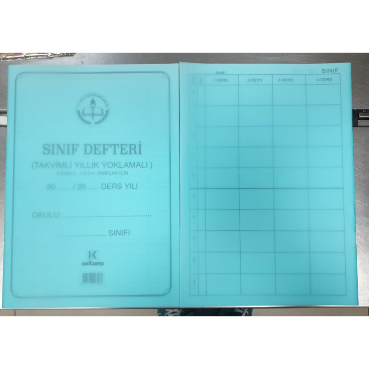 SINIF DEFTERİ   1.-2.-3.-4. SINIF - TAKVİMLİ YILLIK YOKLAMALI