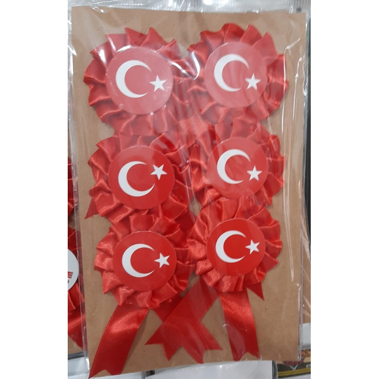 TÜRK BAYRAK AYYILDIZ YAKA KOKART 25Lİ KIRMIZI *23nisan