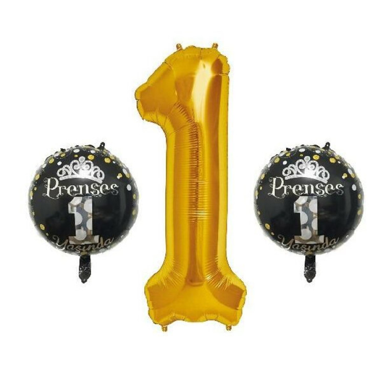 1 Yaş Rakam 3’lü Prenses Gold Set Folyo Set