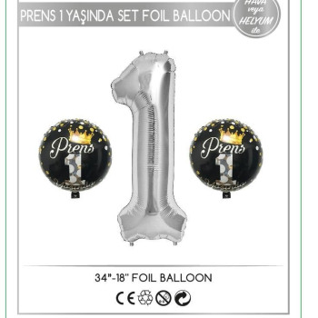 1 Yaş Rakam 3’lü Prens Gümüş Set Folyo Balon 1 Yaş Rakam 3’lü Prens Gümüş Set Folyo Balon