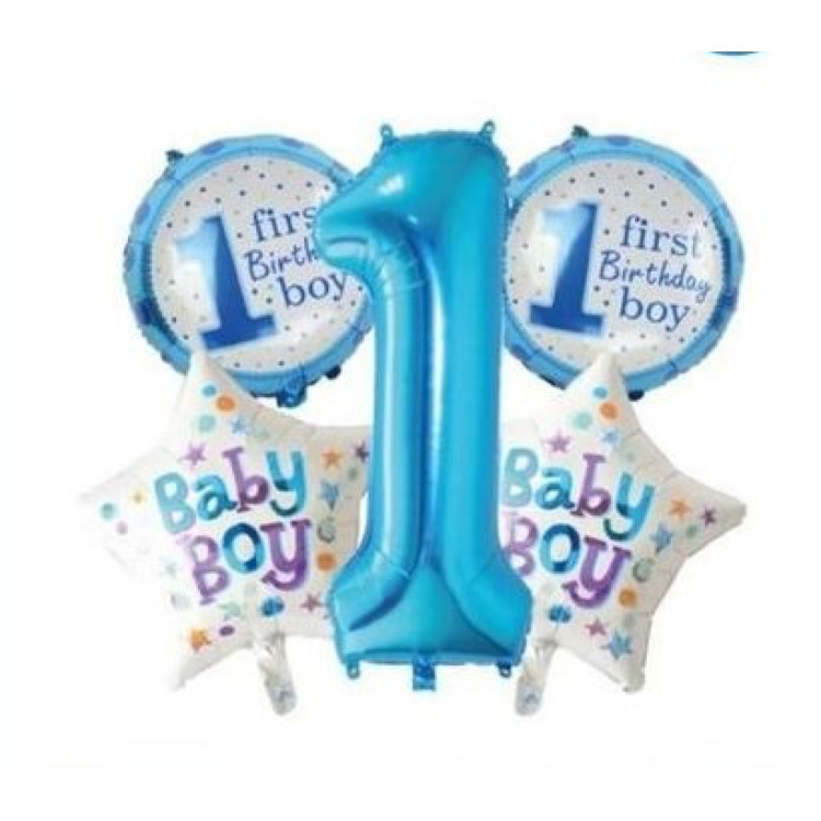 1 Yaş Mavi 5’li Set Folyo Balon