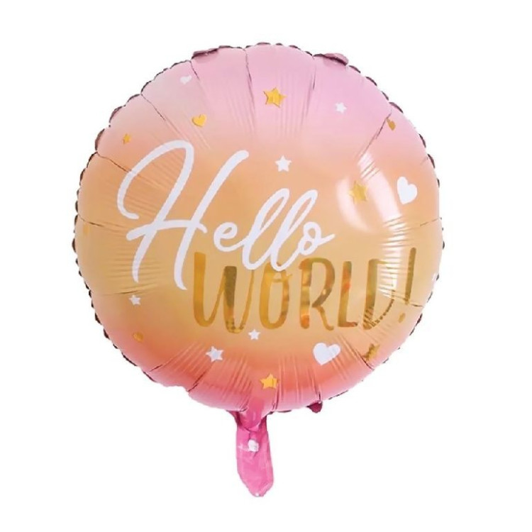 Hello World Yuvarlak Folyo Balon 50cm