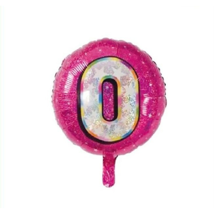 0 Yaş Rakam Pembe Folyo Balon 18inc