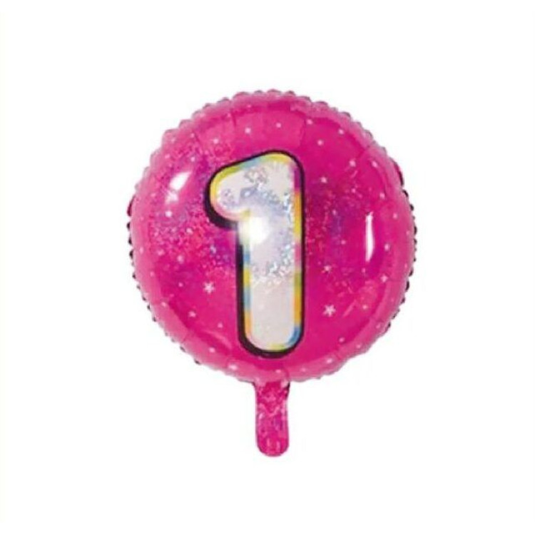 1 Yaş Rakam Pembe Folyo Balon 18inc 45cm