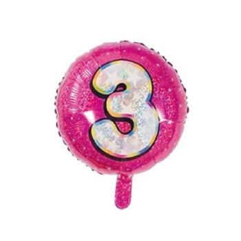 3 Yaş Rakam Pembe Folyo Balon 3 Yaş Rakam Pembe Folyo Balon