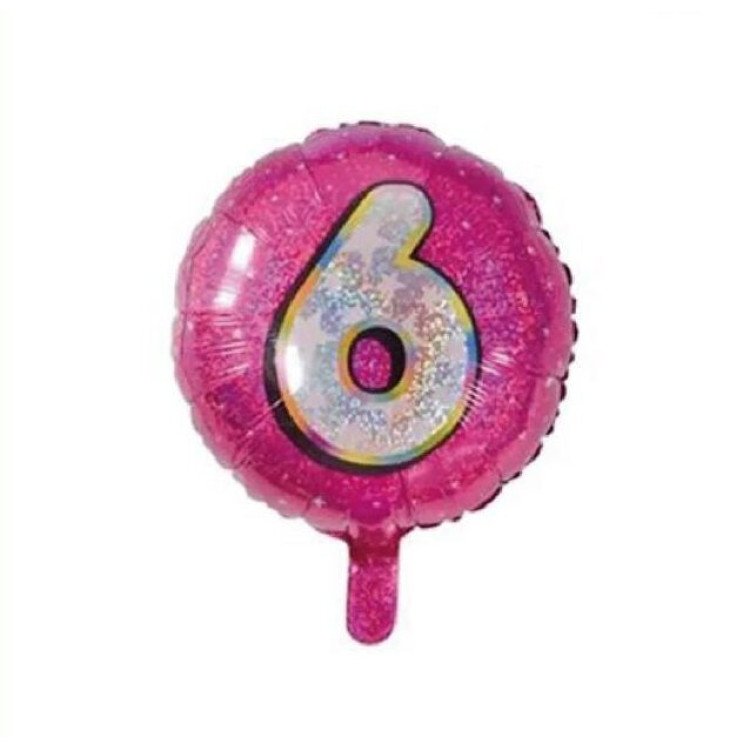 6 Yaş Rakam Pembe Folyo Balon 18inc