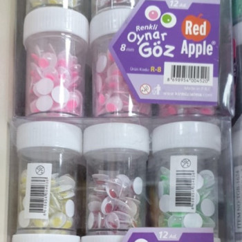 RED APPLE R-8 OYNAR GÖZ 8MM RENKLİ 12Lİ RED APPLE R-8 OYNAR GÖZ 8MM RENKLİ 12Lİ