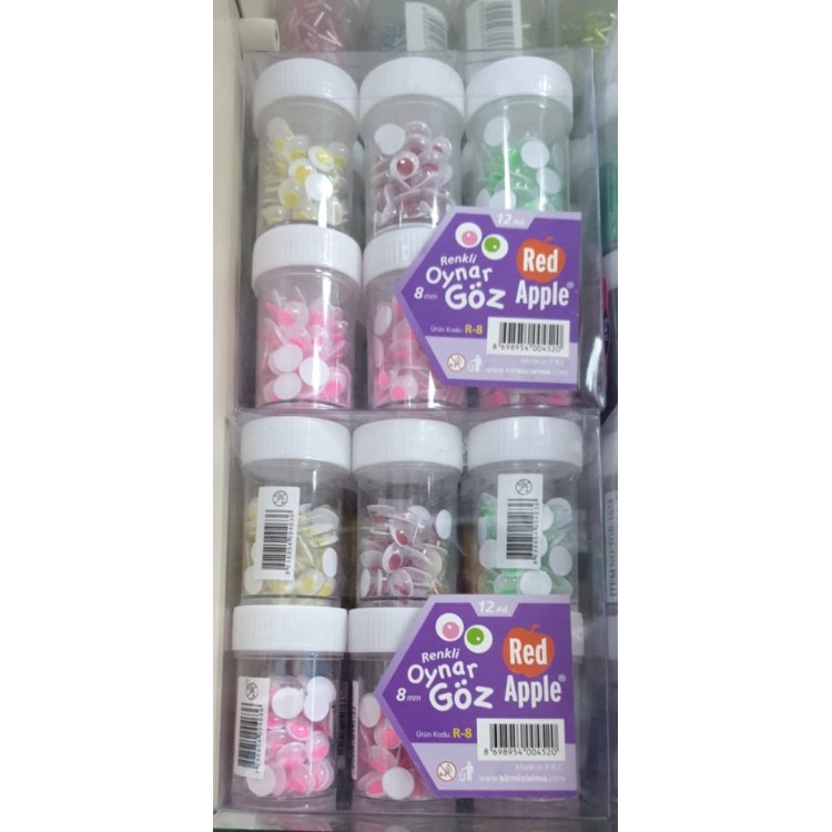 RED APPLE R-8 OYNAR GÖZ 8MM RENKLİ 12Lİ