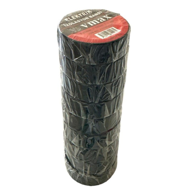 VMAX ELEKTRİK İZOLASYON BANDI 18MM*5MT SİYAH 10'LU