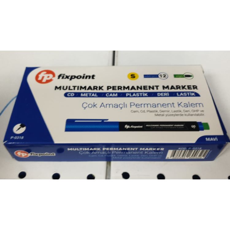 FİXPOİNT P-0318 MAVİ-S PERMANENT SİLGİLİ CD ASETATLI KALEM (BOX12)