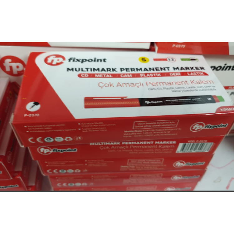 FİXPOİNT P-0370 KIRMIZI-S PERMANENT SİLGİLİ CD ASETATLI KALEM (BOX12)