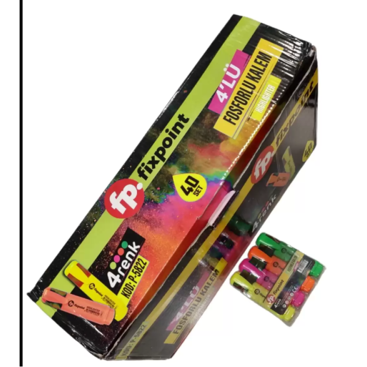 FİXPOİNT P-5822 FOSFORLU İŞARET KALEMİ 4LÜ