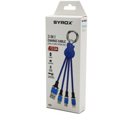 SYROX C90 3İN1 ÇOKLU ( İPHONE & TYPE-C & MICRO ) USB ( ÖRGÜLÜ ) ŞARJ KABLOSU 2.0A*320