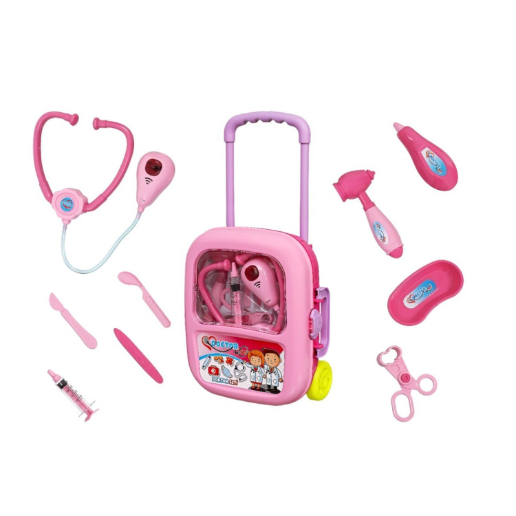 VALİZLİ ÇEKÇEK DOKTOR SETİ SESLİ PEMBE