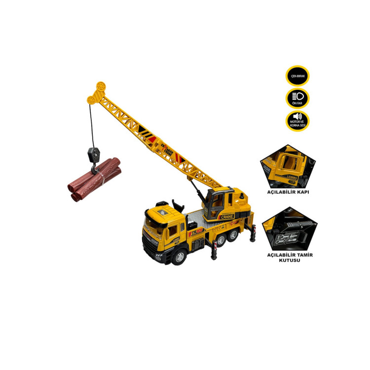 KUT.METAL Çek Bırak Işıklı ve Sesli  VİNÇ KAMYONLU 2 MODEL