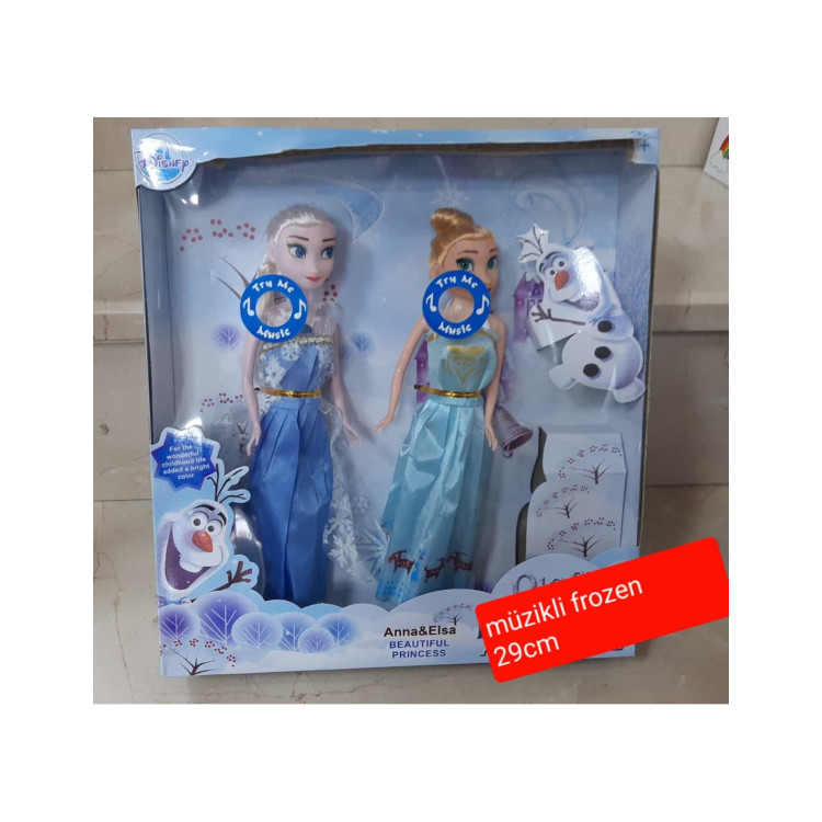 KUT.2Lİ MÜZİKLİ IŞIKLI FROZEN BEBEK 29CM İTHAL
