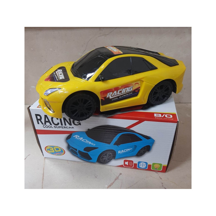 KUT.PİLLİ 3D IŞIKLI SESLİ SPOR ARABA 18CM ÇARP DÖN