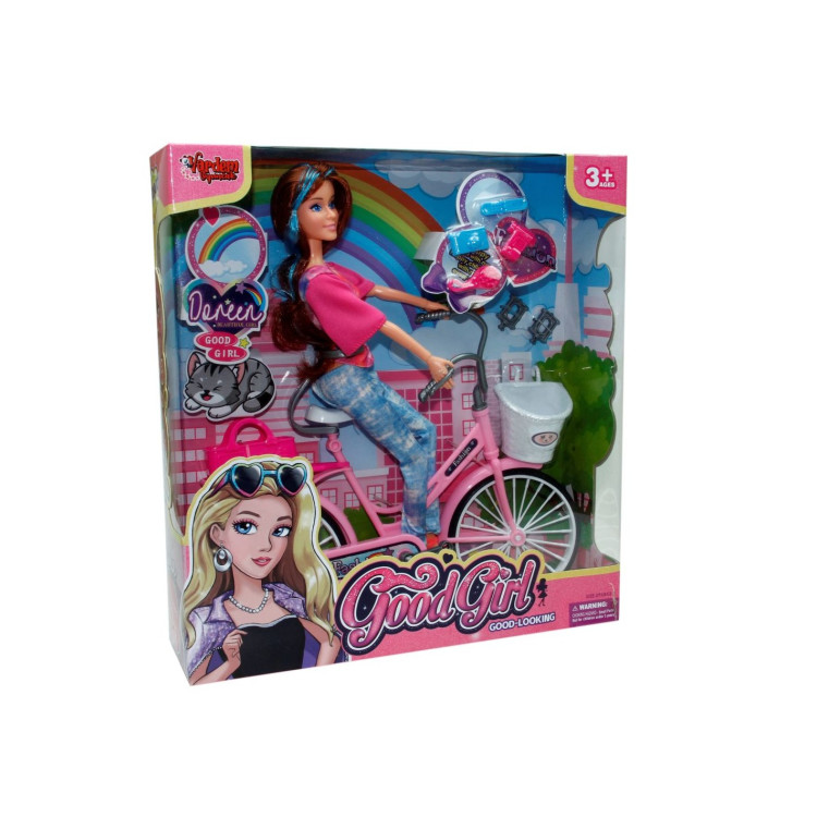 KUT.Aksesuarlı Bisikletli Eklemli Bebek SET 29CM