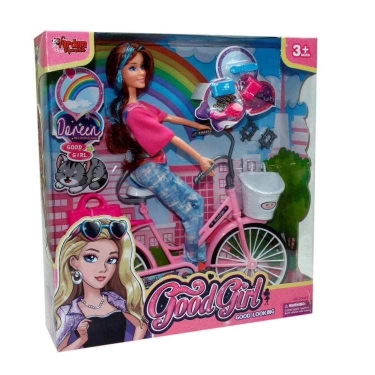 KUT.Aksesuarlı Bisikletli Eklemli Bebek SET 29CM