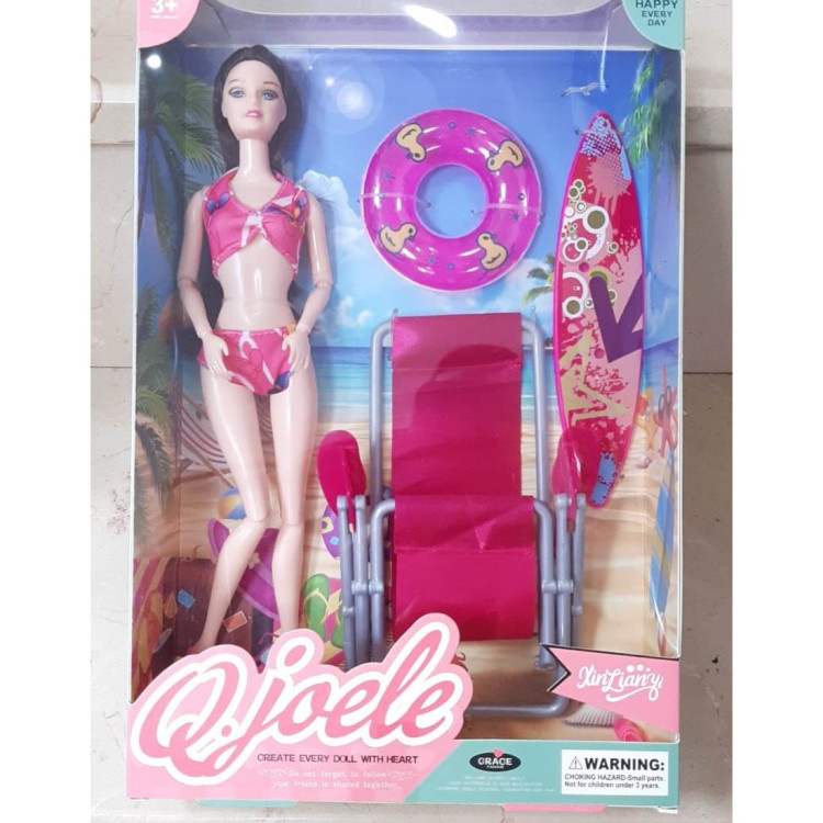 KUT.PLAJ AKS. EKLEMLİ BARBİE BEBEK SET