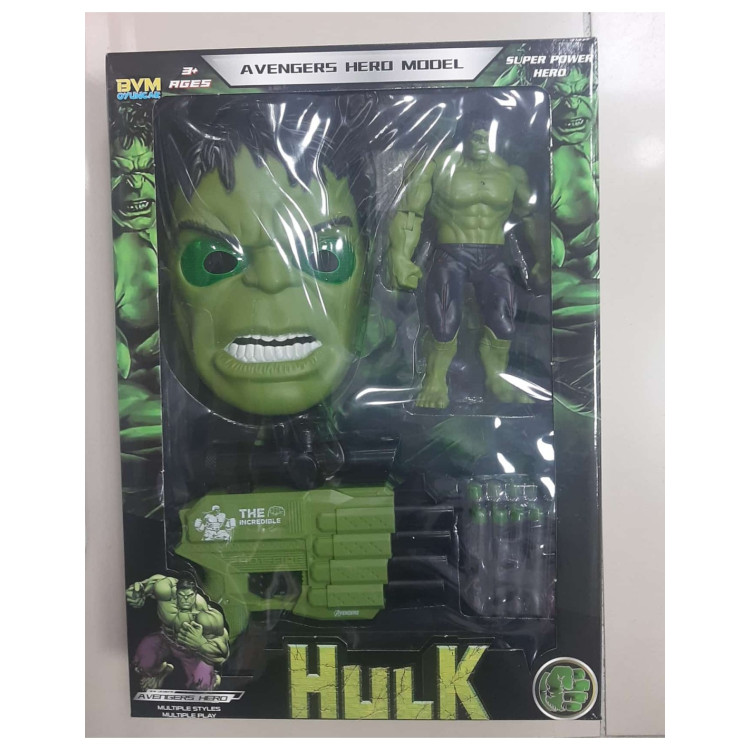 KUT.HULK+MASKE+NERF SİLAH 3LÜ SET