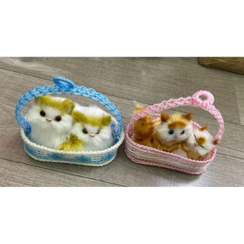 PVC'DE SESLİ SEPETLİ 2'Lİ KEDİ 15cm PVC'DE SESLİ SEPETLİ 2'Lİ KEDİ 15cm