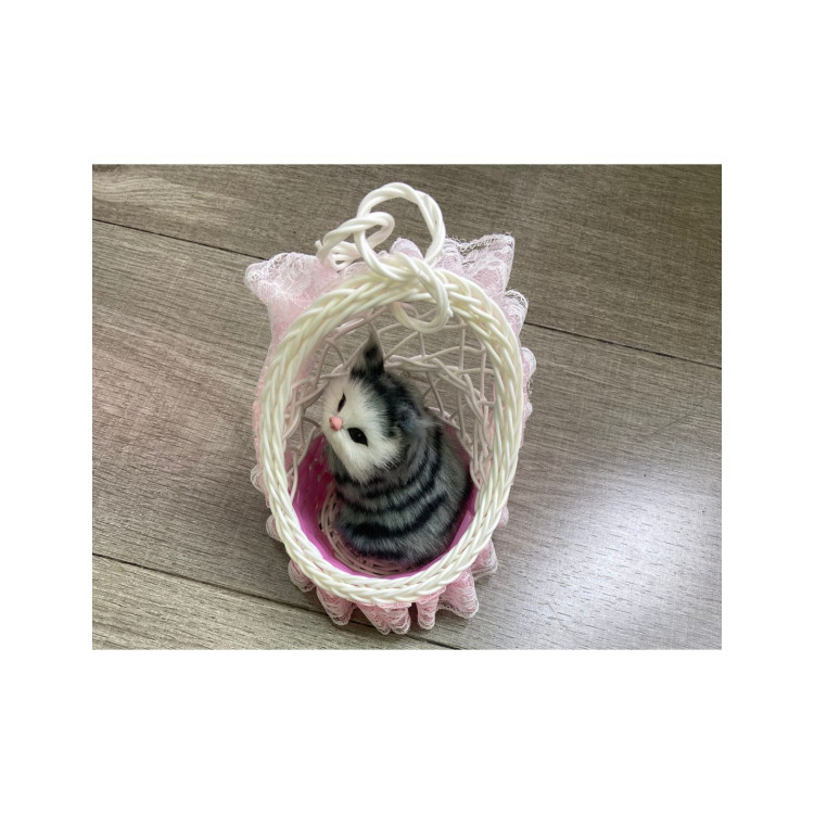 PVCDE SESLİ SEPETLİ KEDİ 10CM