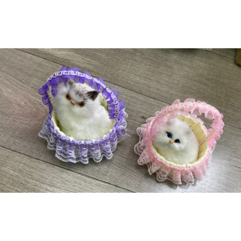 PVC'DE SESLİ SEPETLİ KEDİ 10CM PVC'DE SESLİ SEPETLİ KEDİ 10CM