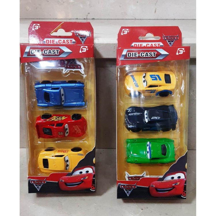KUT.METAL 3&apos;LÜ ŞİMŞEK MQUİN ARABALAR 7cm