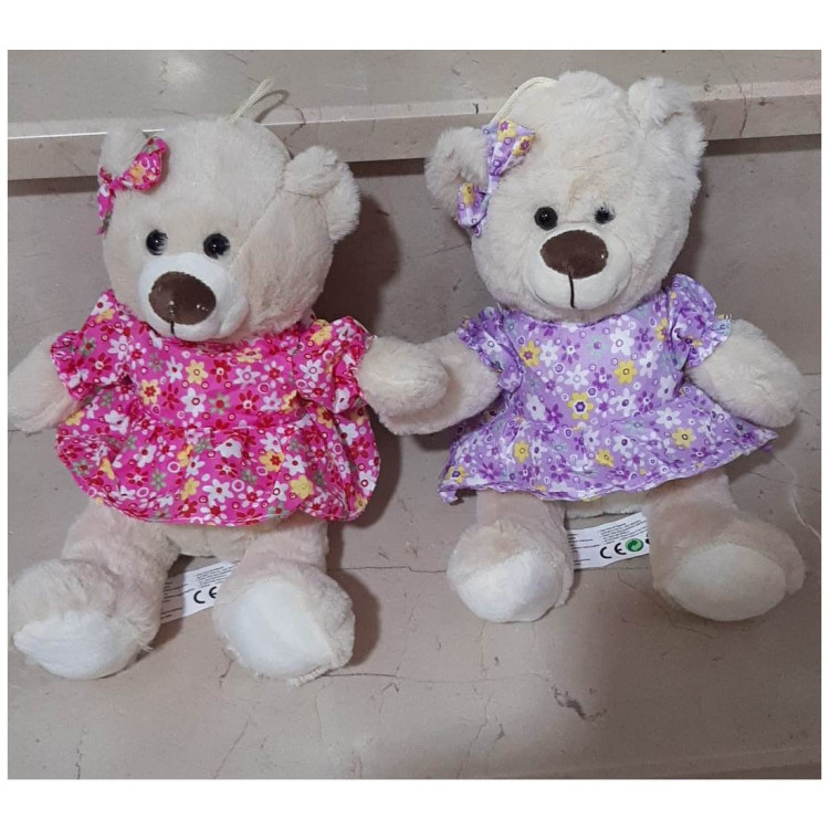 30 Cm PELUŞ ELBİSELİ TOKALI AYI