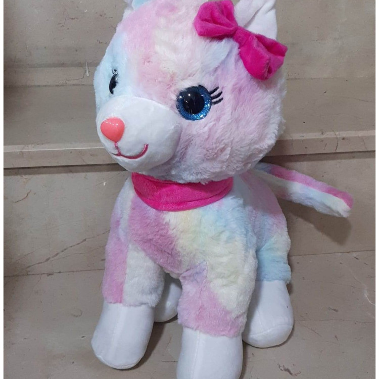 40 Cm SESLİ Tokalı Renkli Kedi Peluş