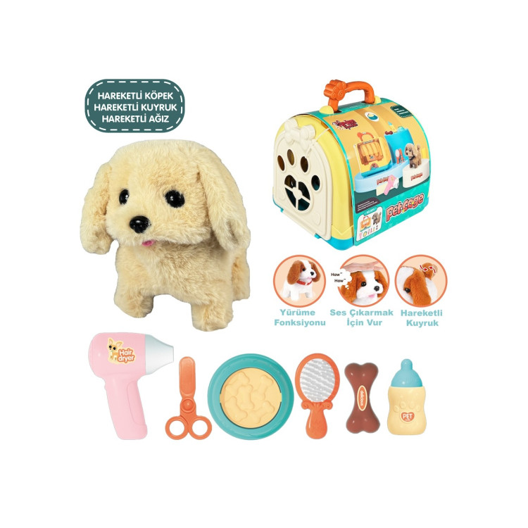 Taşıma Çantalı Hareketli Pilli Köpek Set (Pet Shop)