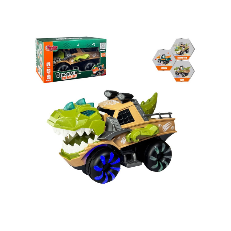 KUT.PİLLİ Işıklı Müzikli Hareketli Dinozor Araba