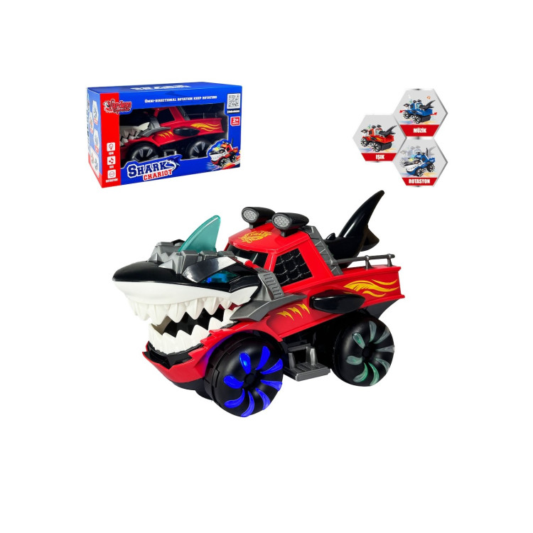 KUT.PİLLİ Işıklı, Müzikli Hareketli Köpek Balığı Araba