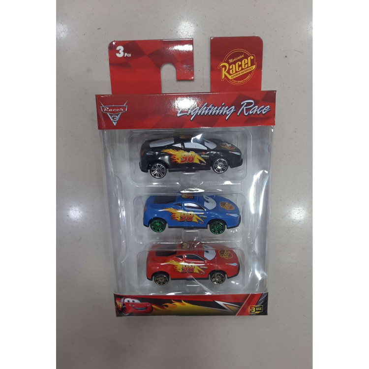 KUT.3LÜ METAL ŞİMŞEK ARABA SET 8CM