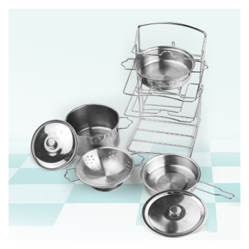 KUT.7 Parça Raflı Çelik Tencere Tava Seti KUT.7 Parça Raflı Çelik Tencere Tava Seti