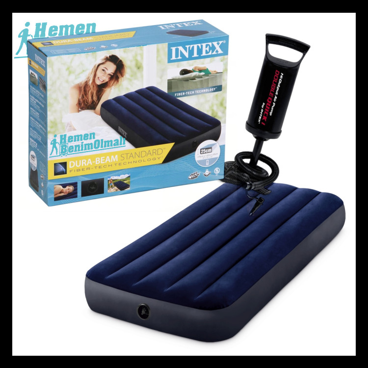 Intex Twin Dura-Beam Klasik Şişme Yatak 76Cx191x25 cm