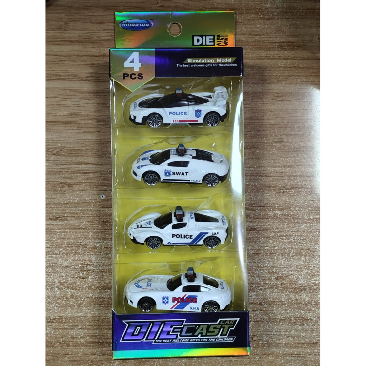 KUT.METAL 4 LÜ POLİS ARAÇLARI 7CM