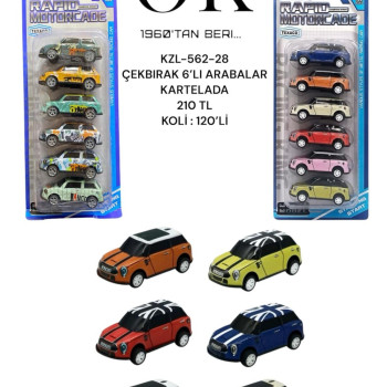 KART. 6 LI ÇEKBIRAK ARABALAR 7CM KART. 6 LI ÇEKBIRAK ARABALAR 7CM